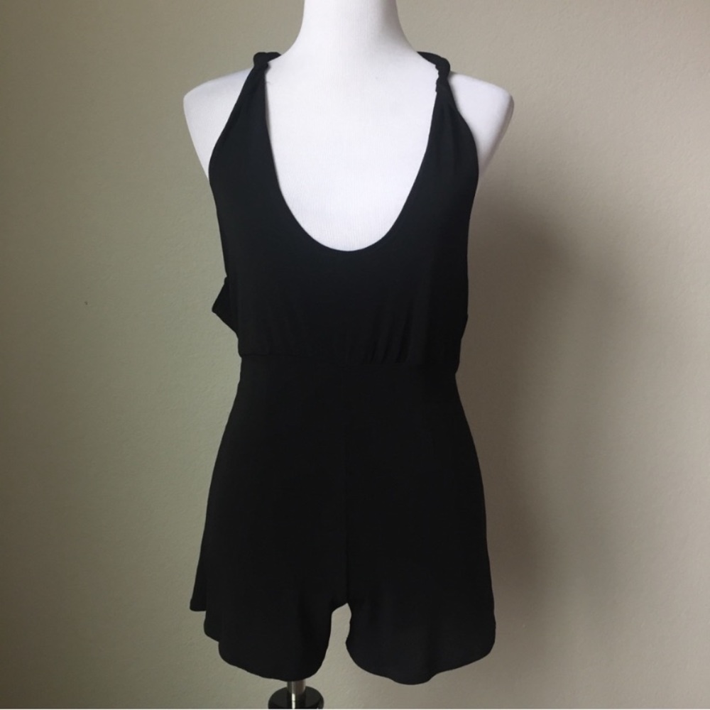 ***Moving Sale*** Subdued Black Romper Open Twisted Straps on Back 6
